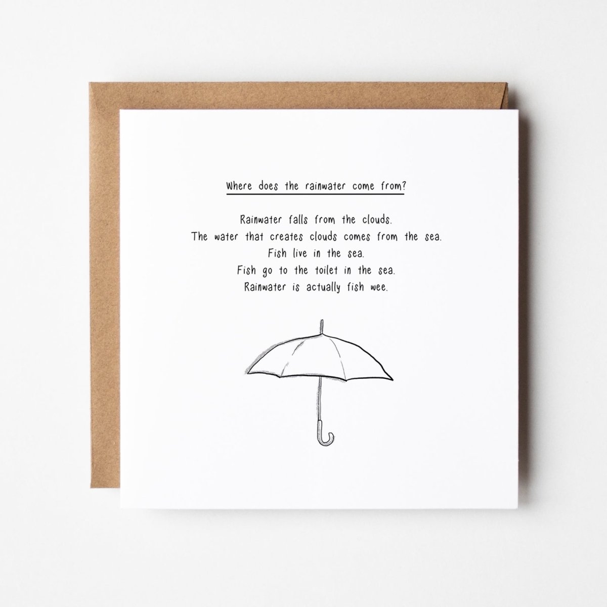 Funny Science Card – Cute Kawaii Water Cycle Card With Quirky Facts
