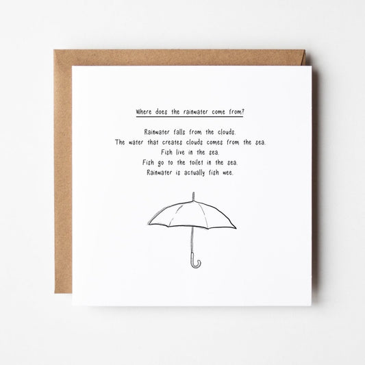 Funny Science Card – Cute Kawaii Water Cycle Card With Quirky Facts