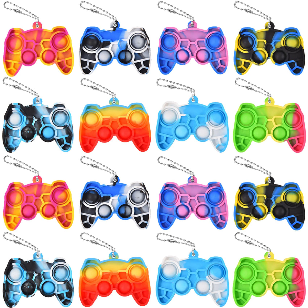 WHGAMNCE 16 Pcs Mini Pop Fidget Keychain Set – Colorful Push Pop Toys
