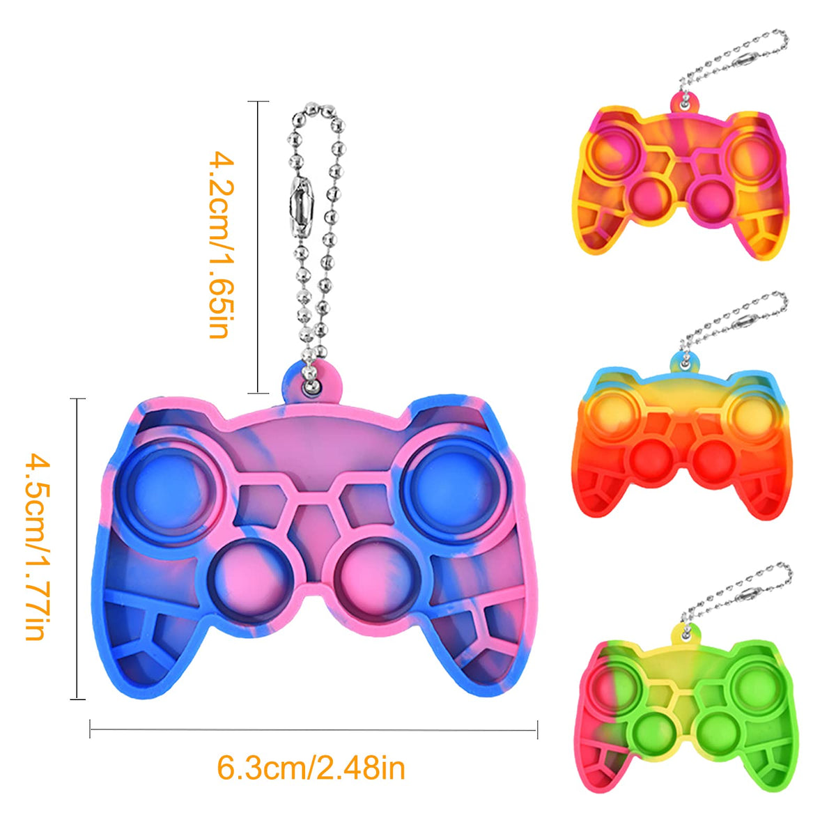 WHGAMNCE 16 Pcs Mini Pop Fidget Keychain Set – Colorful Push Pop Toys
