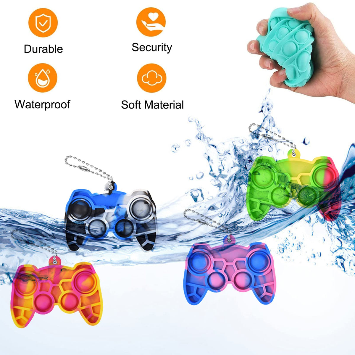 WHGAMNCE 16 Pcs Mini Pop Fidget Keychain Set – Colorful Push Pop Toys
