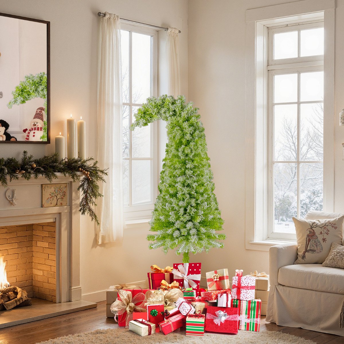Whimsical Christmas Tree with Branch Tips and Warm White LED Lights-180 cm