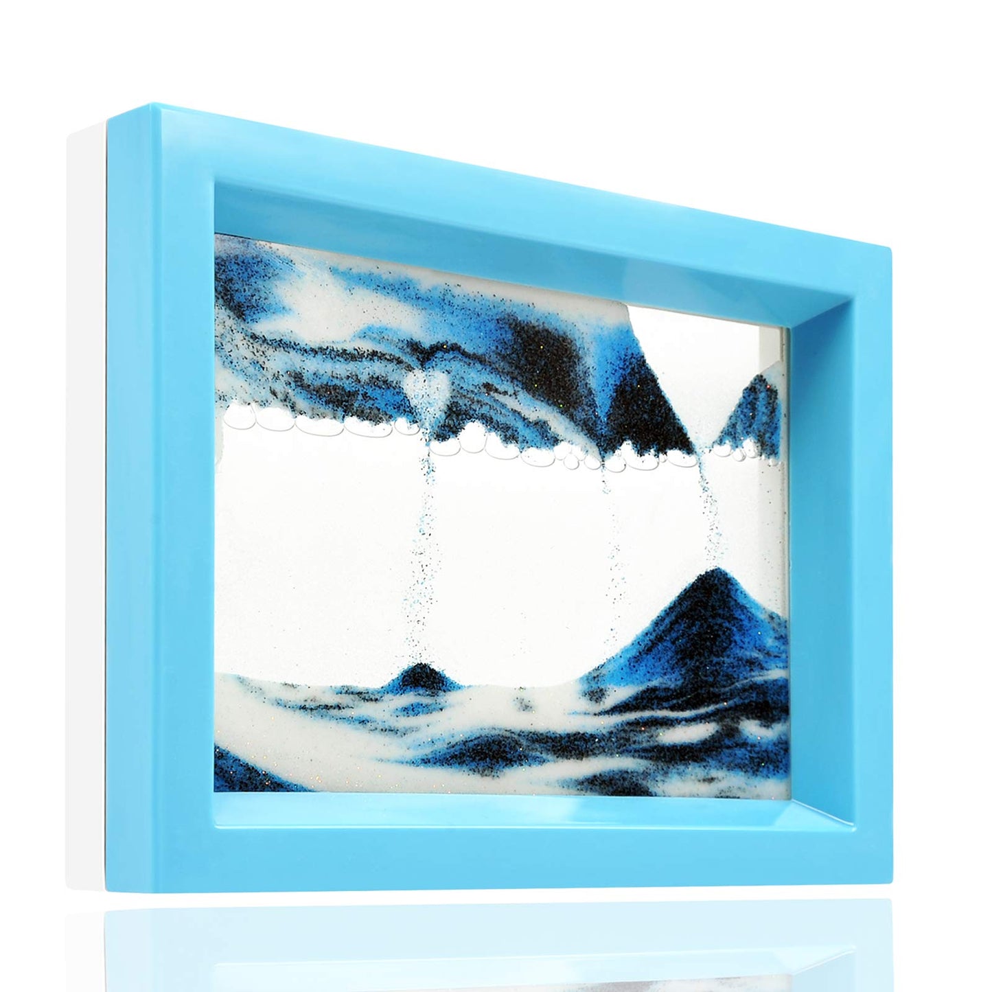 Whimsyyy Moving Sand Art – Ocean Heart Blue Liquid Motion Bubbler | Calming Desktop Fidget Toy