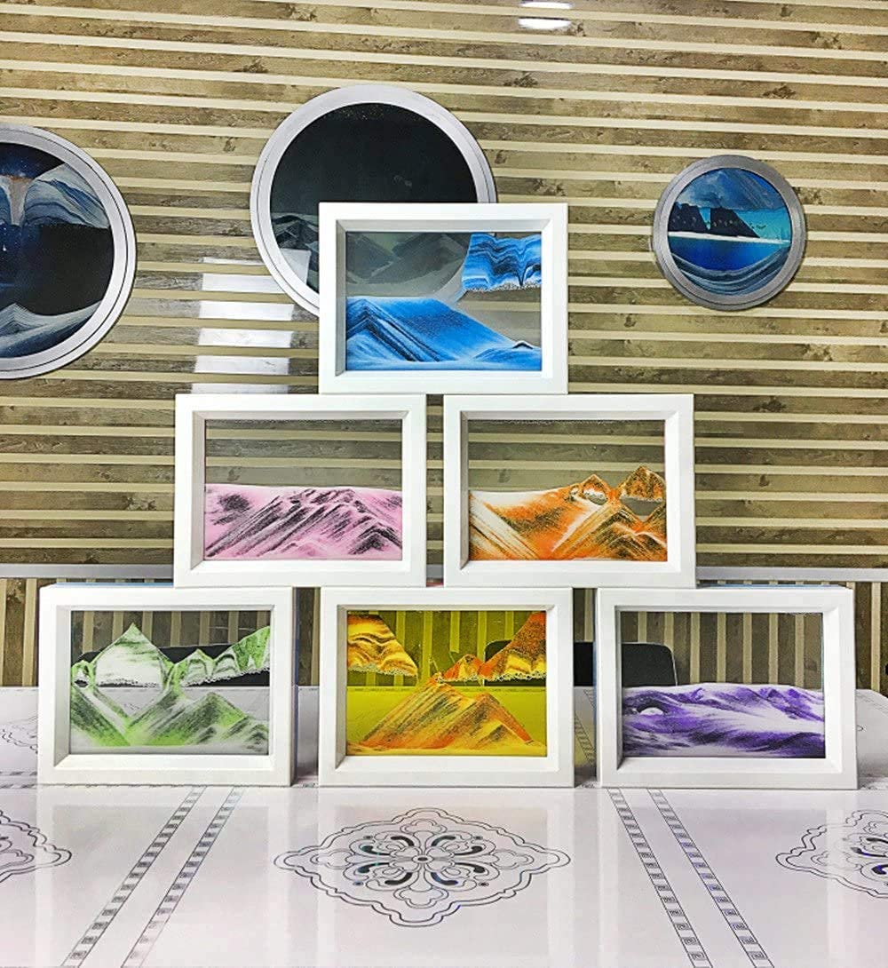 Whimsyyy Moving Sand Art – Ocean Heart Blue Liquid Motion Bubbler | Calming Desktop Fidget Toy