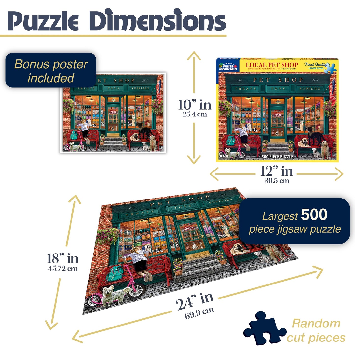 White Mountain Puzzles Local Pet Store - 500 Piece Jigsaw Puzzle | Made in USA