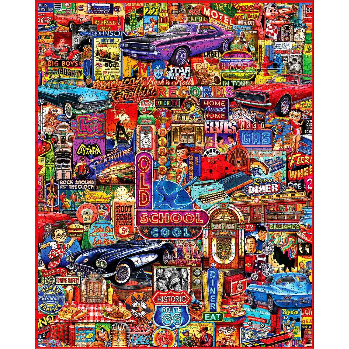 White Mountain Old School Cool Puzzle 1000 Piece – Vintage Jigsaw for Adults & Families