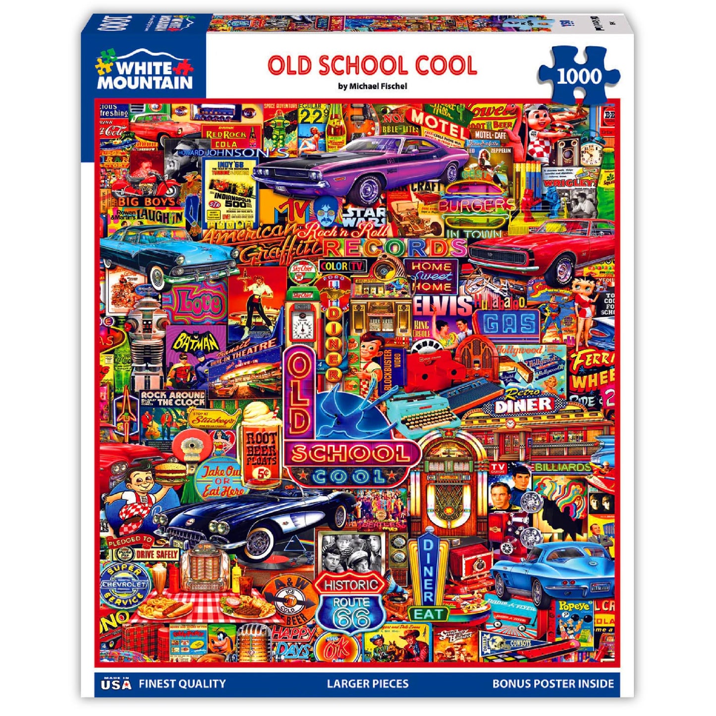 White Mountain Old School Cool Puzzle 1000 Piece – Vintage Jigsaw for Adults & Families