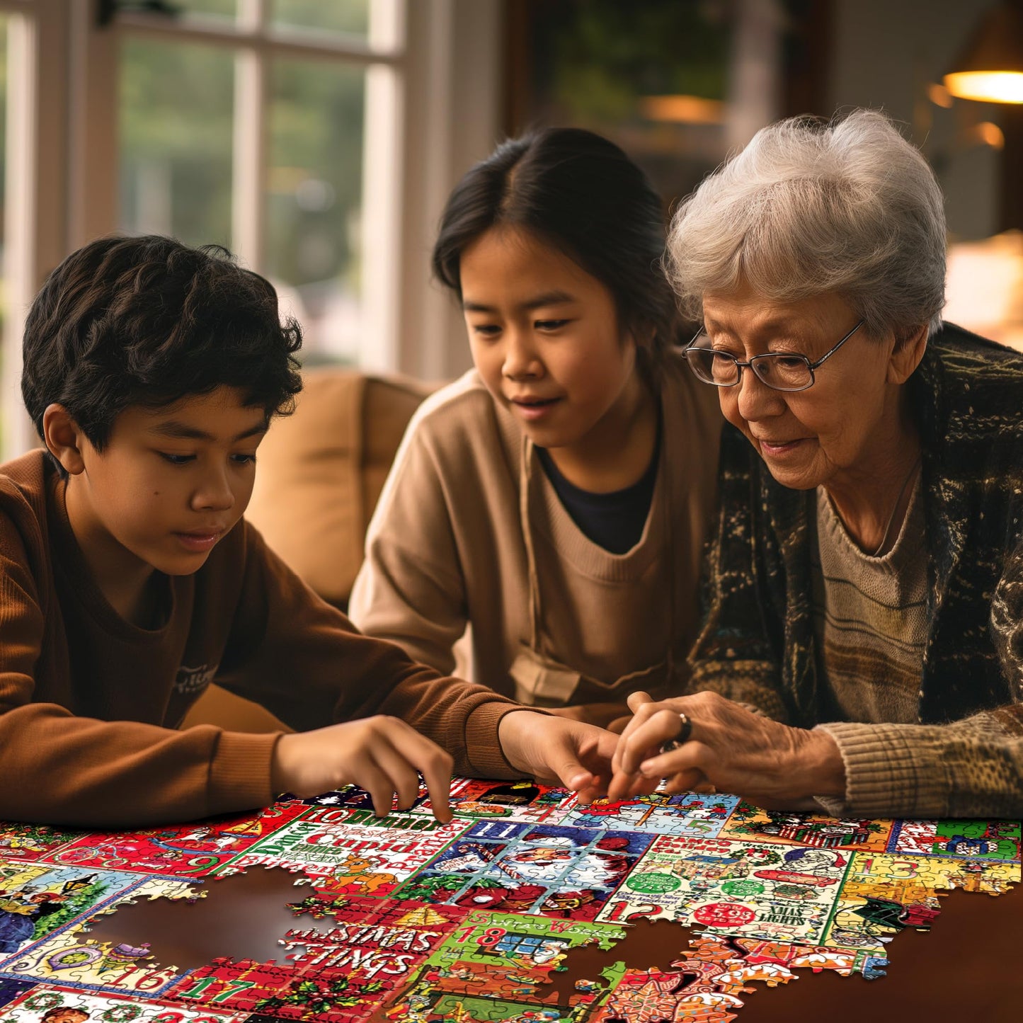 White Mountain 1000 Piece Winter Christmas Puzzle | 24x30 Large Pieces | Christmas Calendar