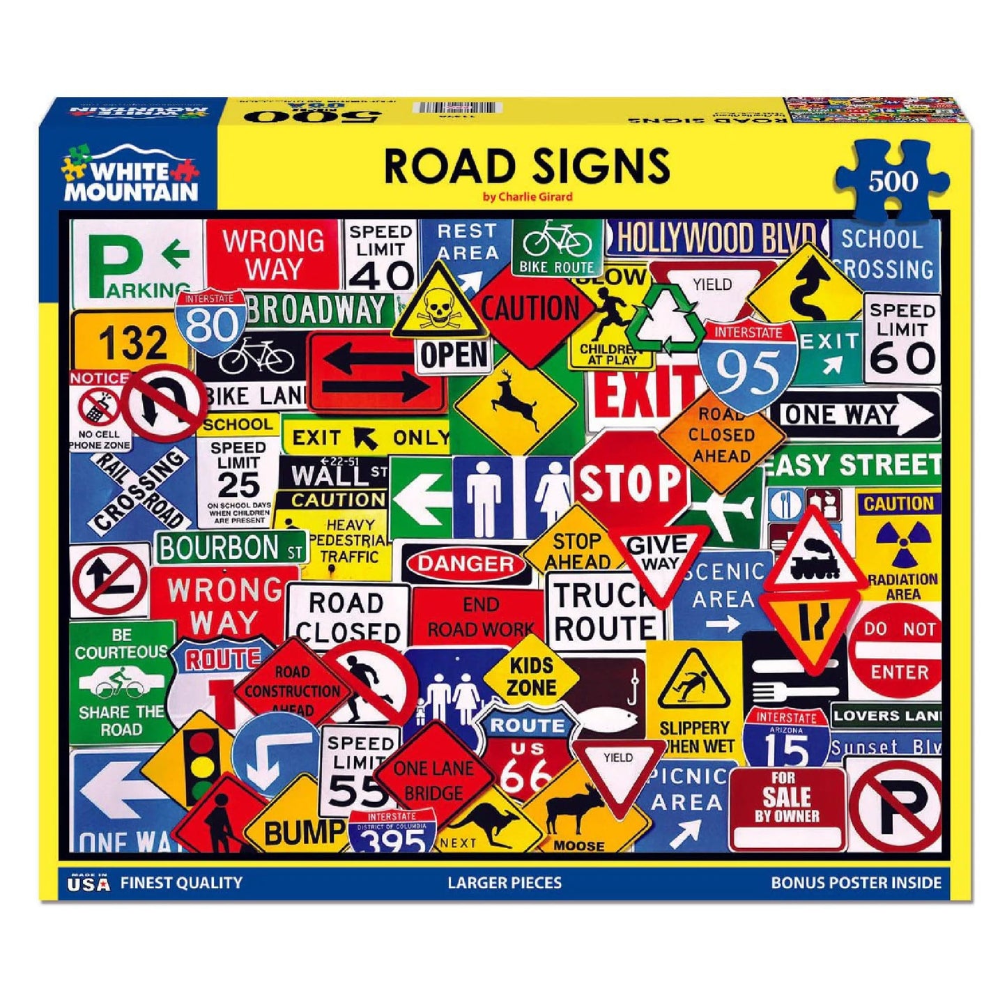 White Mountain Puzzles Road Signs - 500pc Jigsaw Puzzle | Made in USA