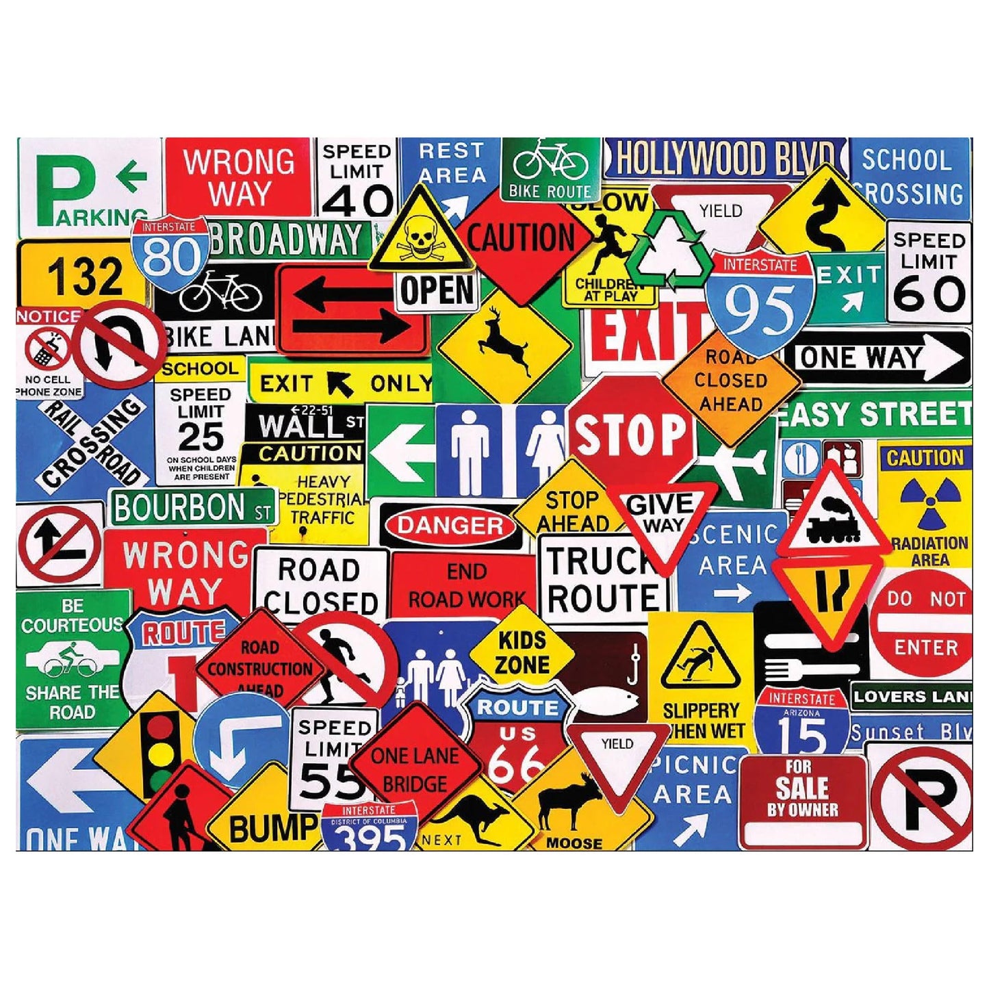 White Mountain Puzzles Road Signs - 500pc Jigsaw Puzzle | Made in USA