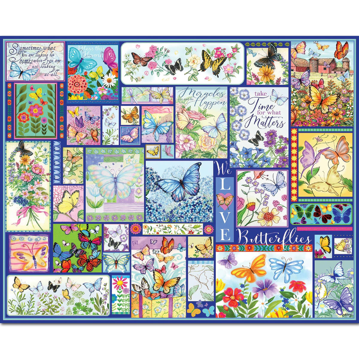 White Mountain 500-Piece Spring Flower Puzzle - Large Pieces, 18x24, Butterflies