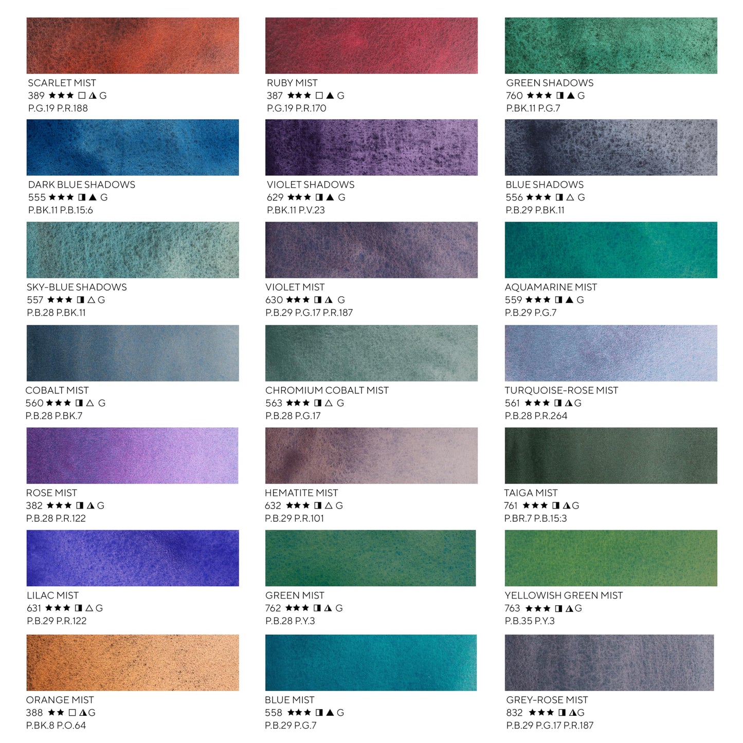White Nights Professional Watercolor Set 21 Full Pans (2.5ml) – Granulating, Lightfast Colors by Nevskaya Palitra