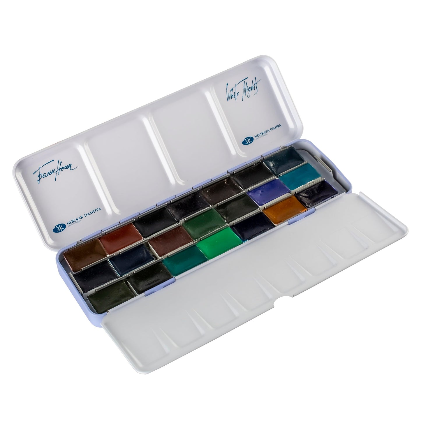 White Nights Professional Watercolor Set 21 Full Pans (2.5ml) – Granulating, Lightfast Colors by Nevskaya Palitra