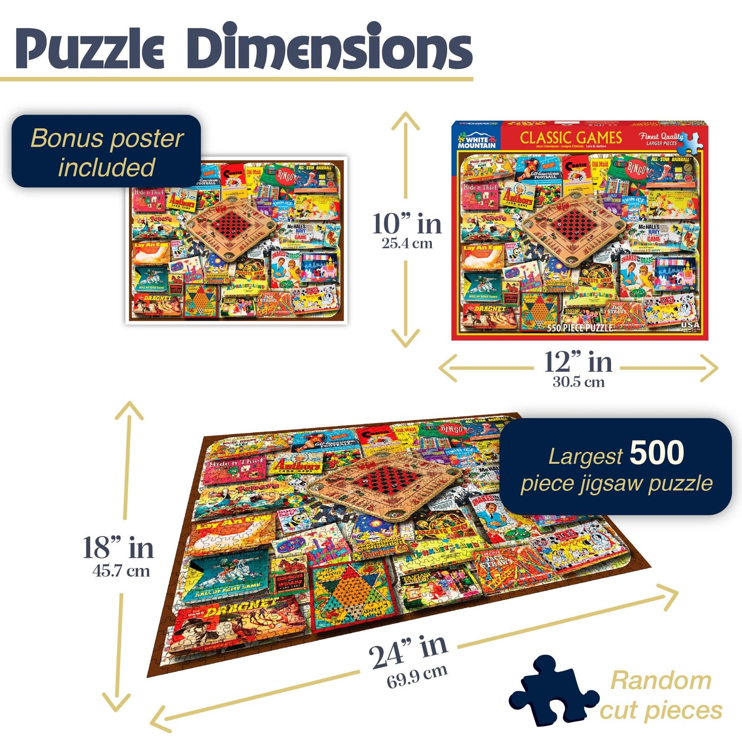 White Mountain Puzzles Classic Games 500-Piece Jigsaw Puzzle – USA Made & Family Fun