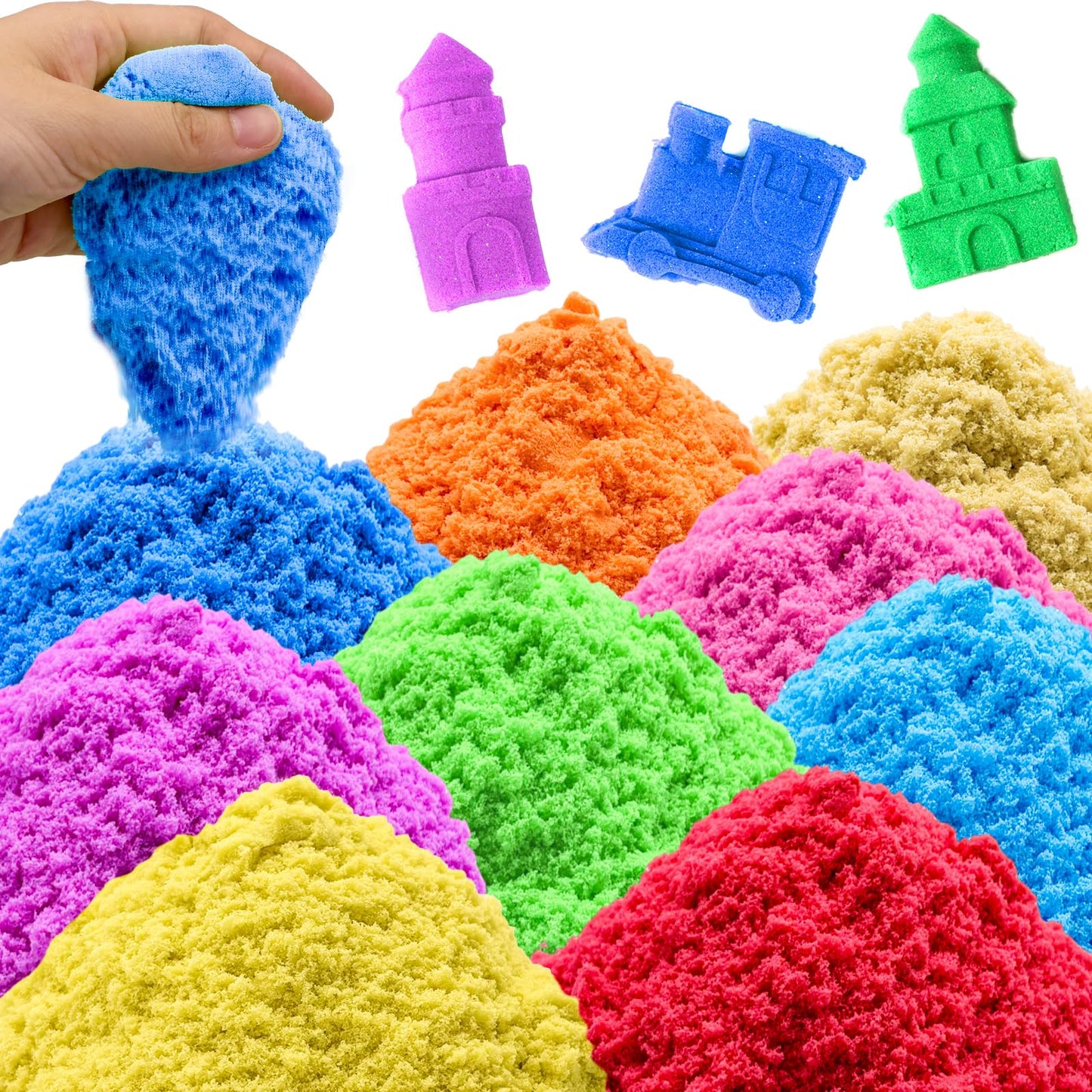 Whkvnng Play Sand for Kids – 6.8 lbs of 10 Colorful Sands | Creative Sand Art Kit