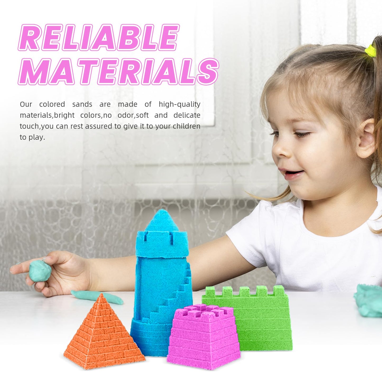Whkvnng Play Sand for Kids – 6.8 lbs of 10 Colorful Sands | Creative Sand Art Kit
