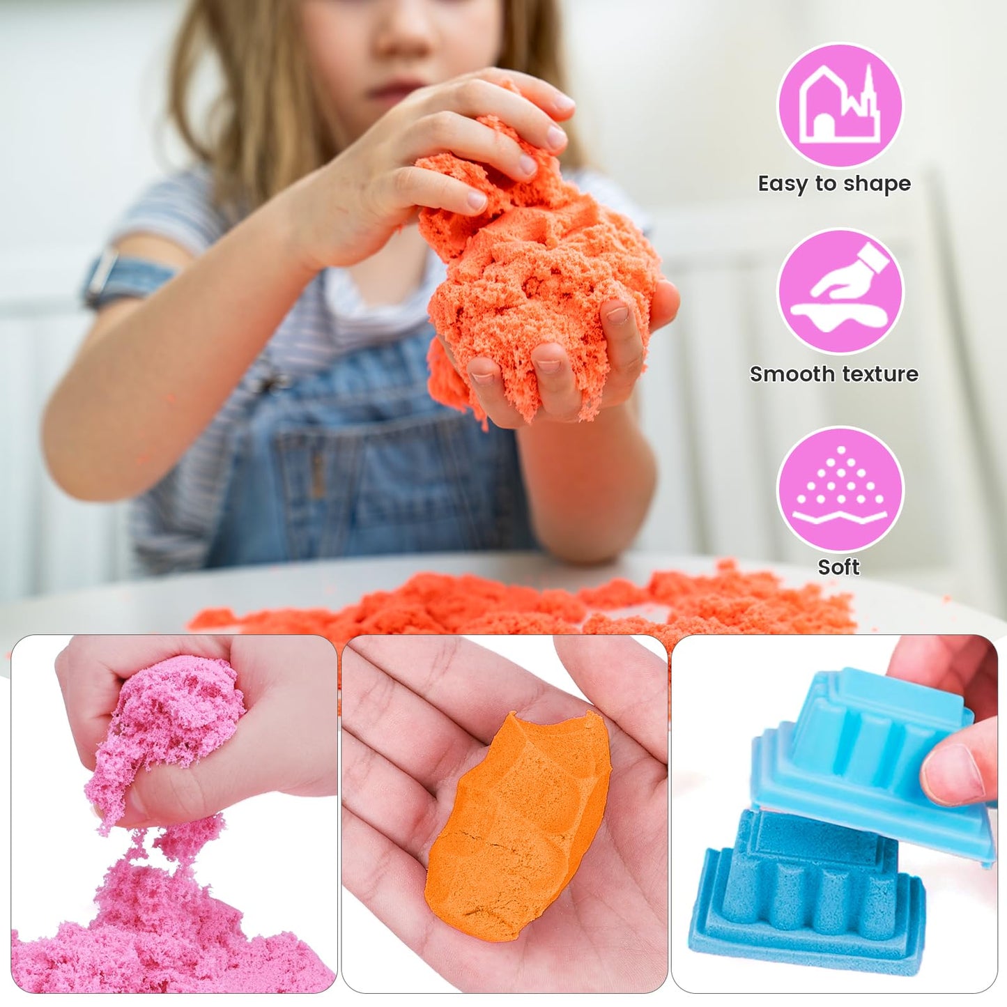 Whkvnng Play Sand for Kids – 6.8 lbs of 10 Colorful Sands | Creative Sand Art Kit