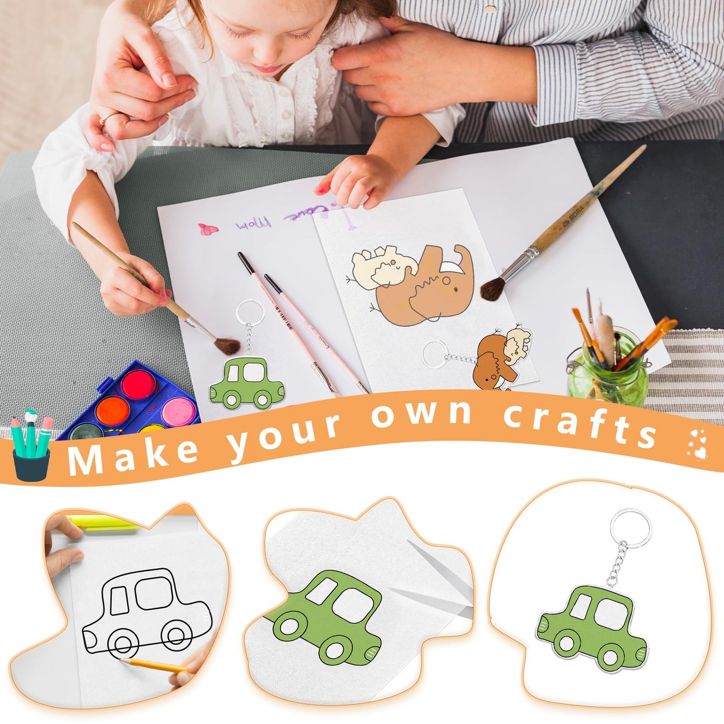 WHOLGMZY 36 Pieces Shrink Plastic Sheets – 7.9 x 5.7 in for Kids Crafts, Keychains & Jewelry