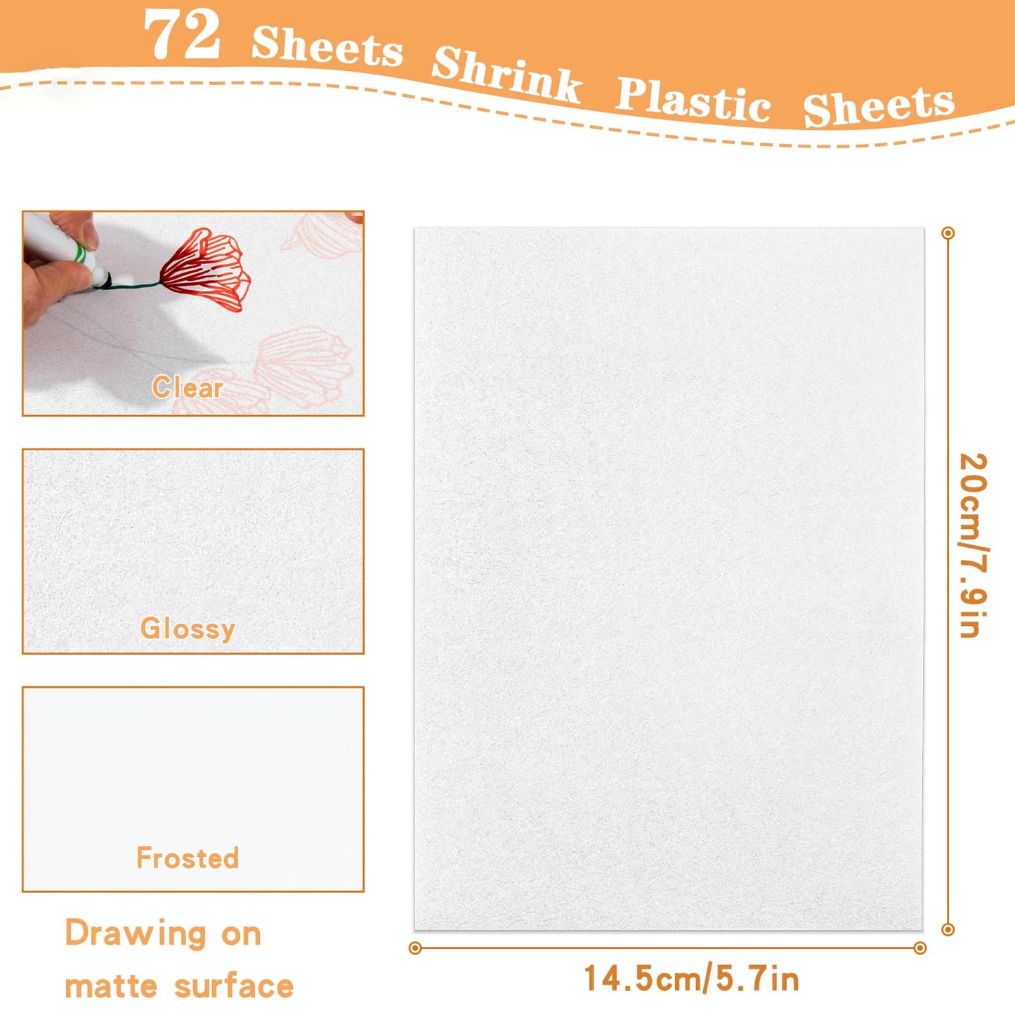 WHOLGMZY 36 Pieces Shrink Plastic Sheets – 7.9 x 5.7 in for Kids Crafts, Keychains & Jewelry
