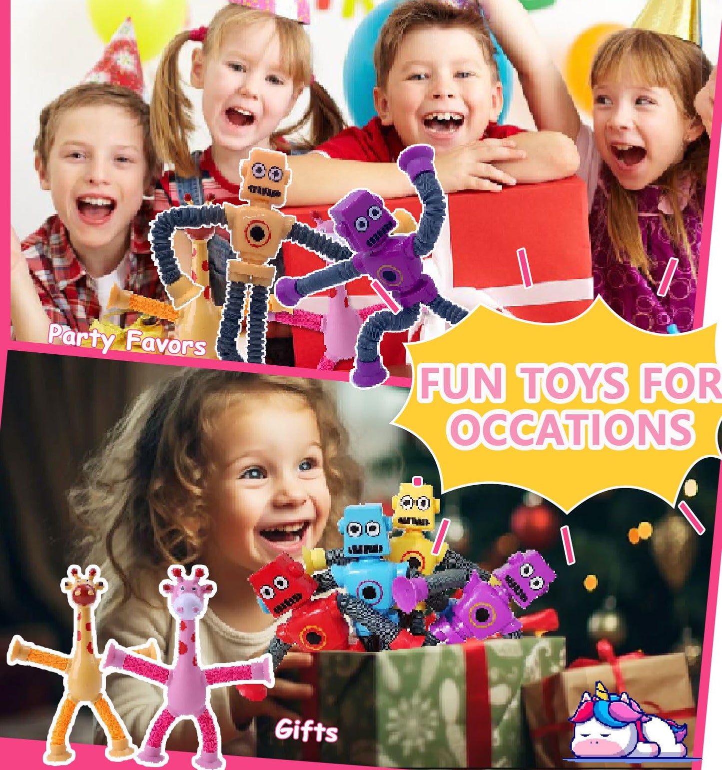Whongkidz Pop Tubes Robot – 4 Pcs Sensory Fidget Toys for Kids | Easter Basket Stuffers