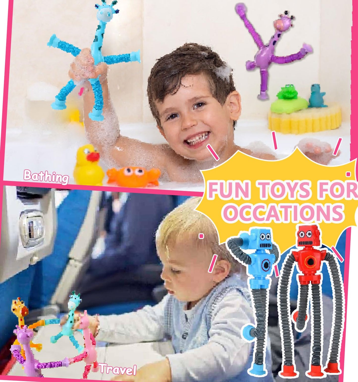 Whongkidz Pop Tubes Robot – 4 Pcs Sensory Fidget Toys for Kids | Easter Basket Stuffers