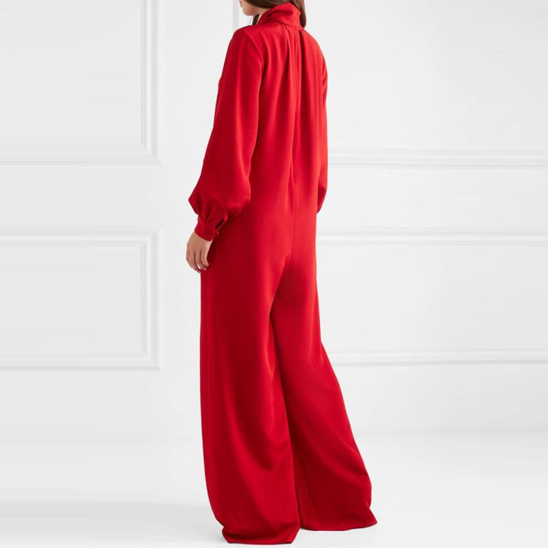 Wide Leg Long Sleeve Luxury Jumpsuit|Modest Evening Suit