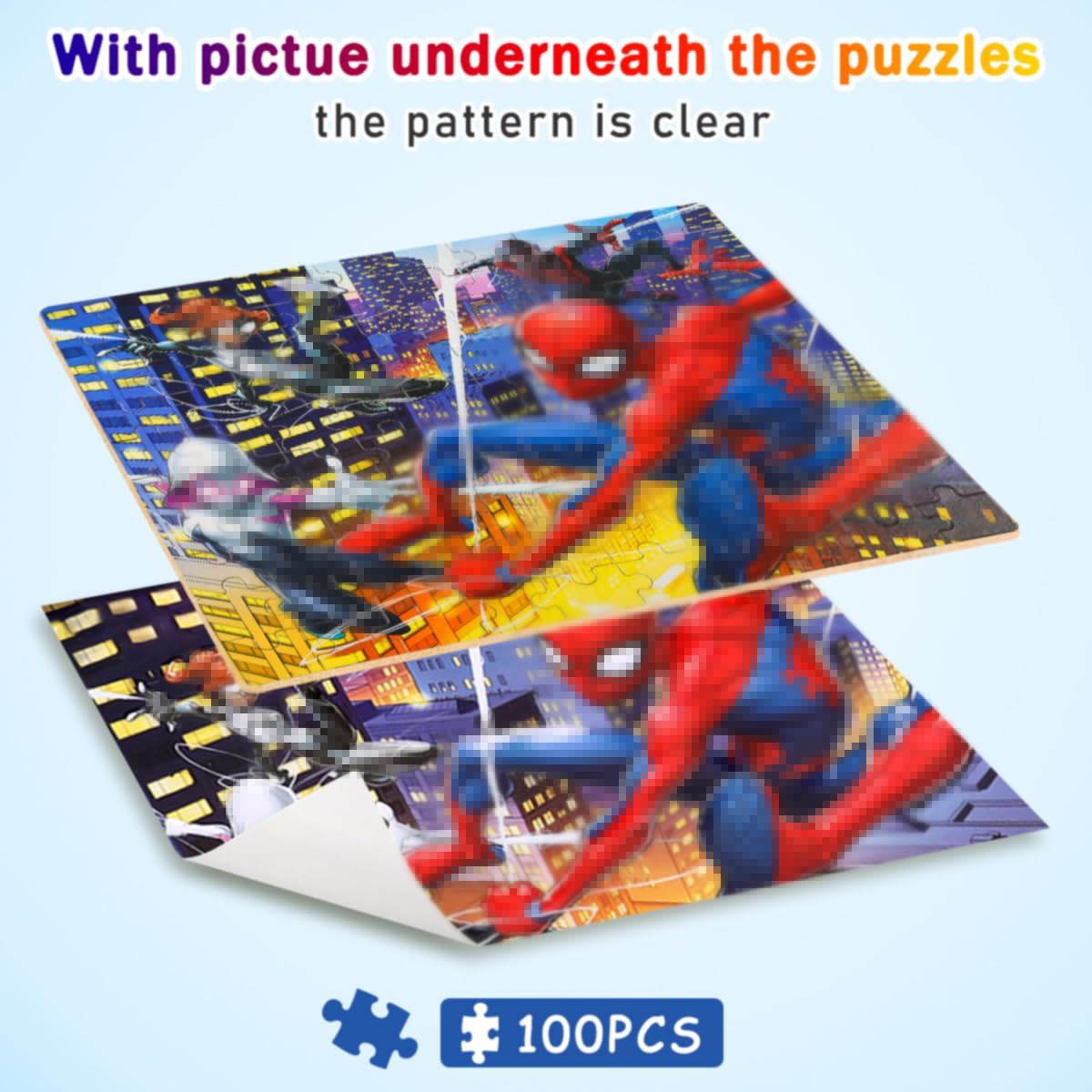 Wieewg 100-Piece Spider Jigsaw Puzzles for Kids 4-8 | Tin Box Storage
