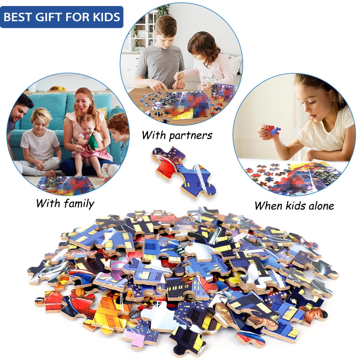 Wieewg 100-Piece Spider Jigsaw Puzzles for Kids 4-8 | Tin Box Storage