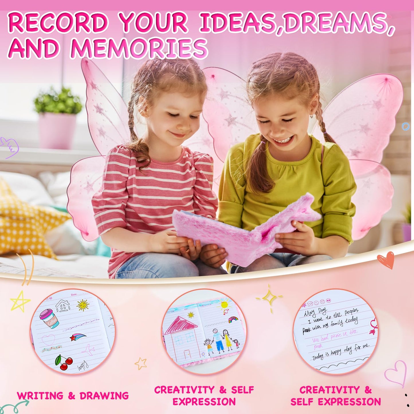 WIEWUSCH Fox Diary with Lock — Gift Journal Kit for Girls (Pink), 6–12 Years