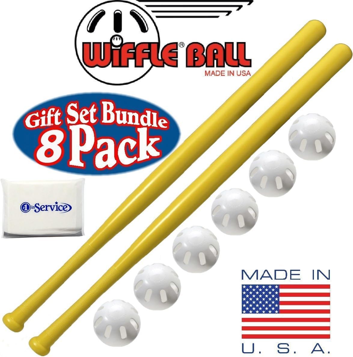 WIFFLE Ball 6 Baseballs & 2 32-Inch Bats – Official Size Set