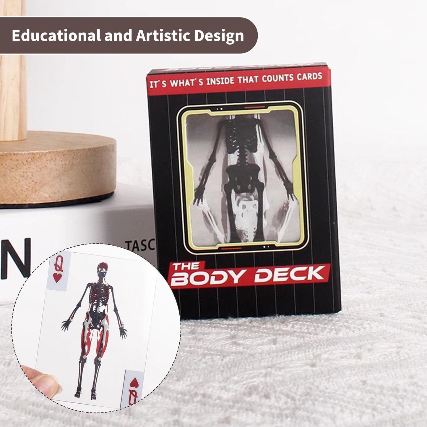 WIizyzfhy The Body Deck: 3D Anatomy Playing Cards, Waterproof Transparent Skeleton Cards (54 pcs)