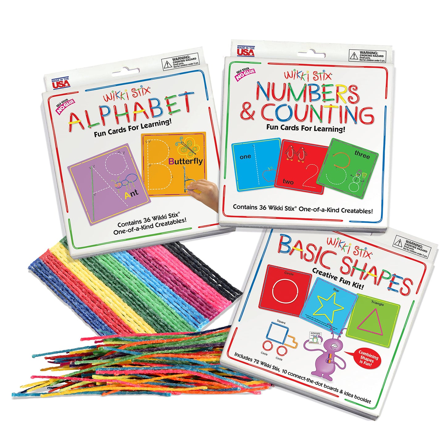 WikkiStix Early Learning Trio – Alphabet, Numbers & Shapes for Easy Preschool Learning | Made in The USA