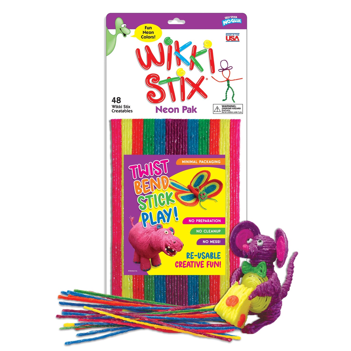 WikkiStix Arts & Crafts Triple Play Pack – 144 Non-Toxic Waxed Yarn Stix, Made in USA