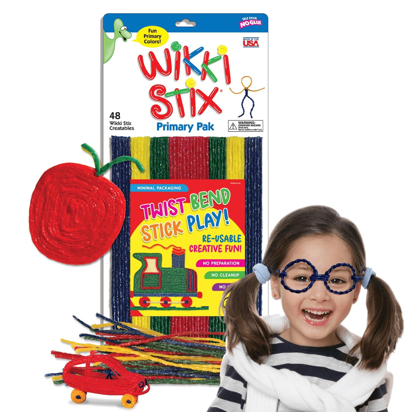 WikkiStix Arts & Crafts Triple Play Pack – 144 Non-Toxic Waxed Yarn Stix, Made in USA
