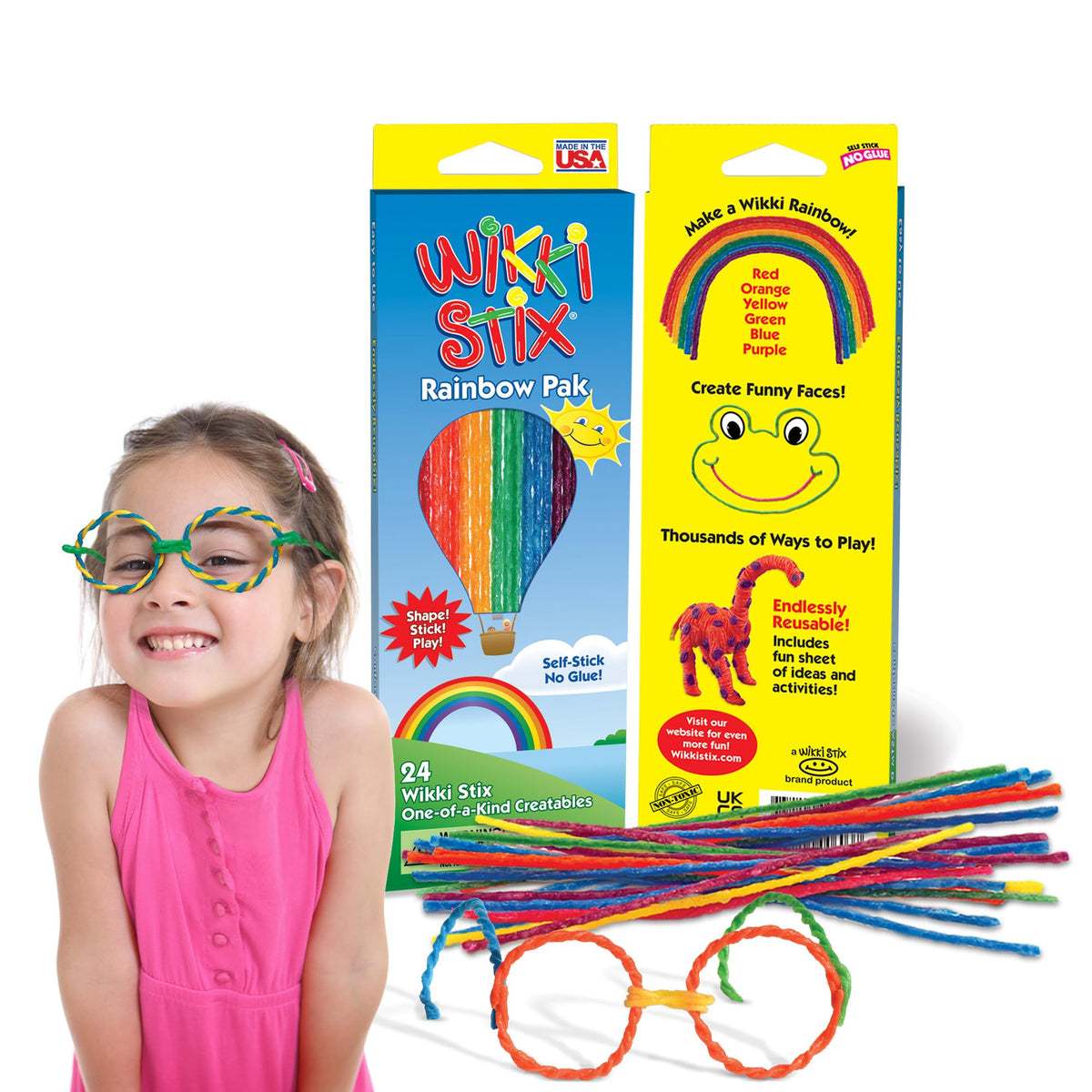 Wikki Stix Rainbow Pak – 24 Rainbow Colors for Kids 3+ | Travel Arts & Crafts