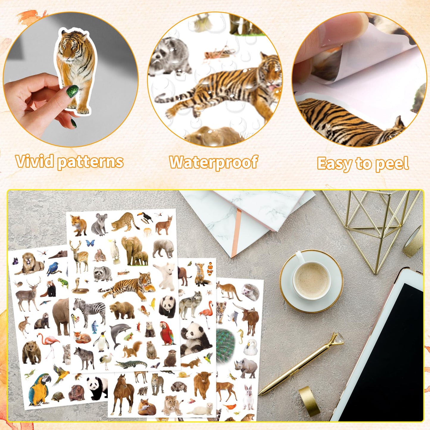 Wild Animals Stickers 750 Count – Safari Jungle Wildlife Sticker Set for Scrapbooks & Decor