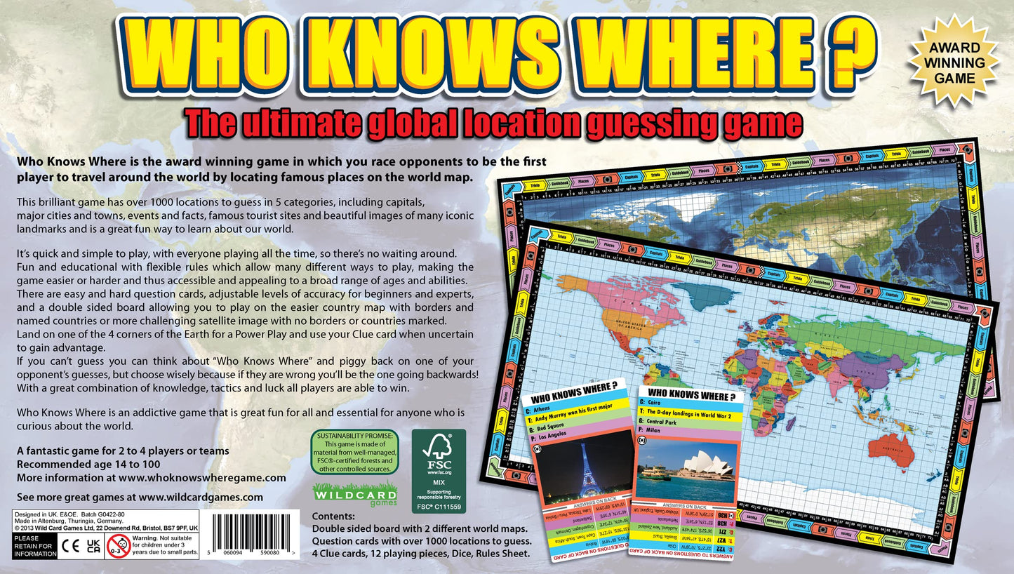 Who Knows Where? - Global Location Guessing Board Game by Wild Card Games