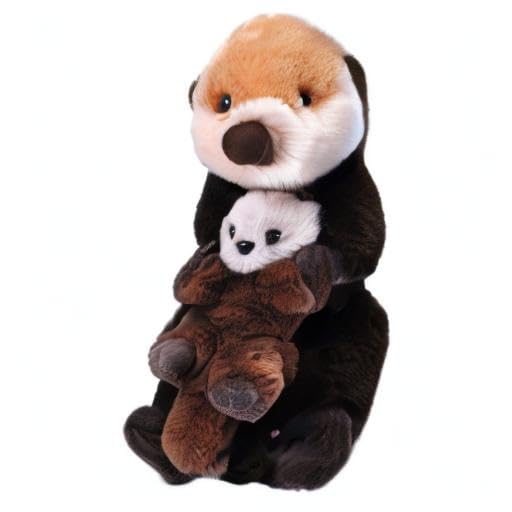 Wild Republic Mom and Baby Sea Otter Plush – 12-Inch, Recycled Bottle Fill