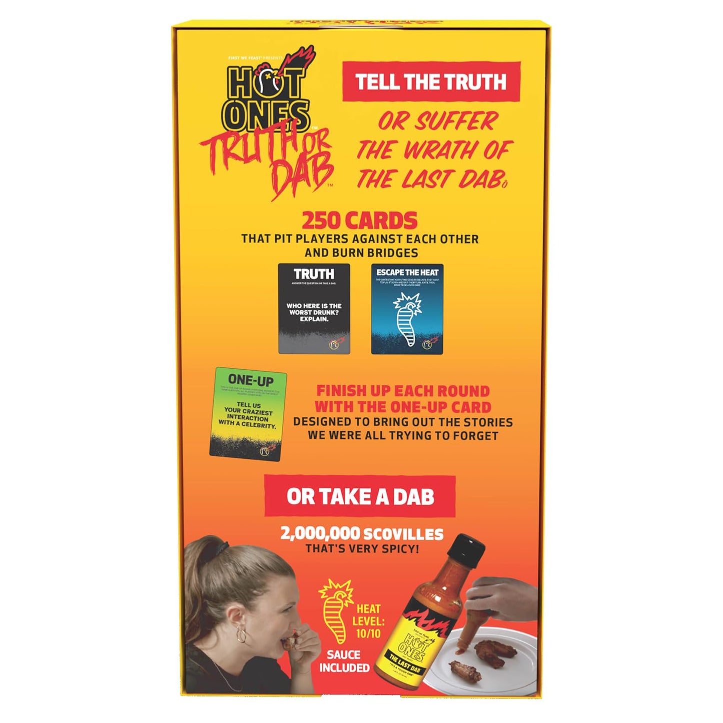 Wilder Games Hot Ones Truth or Dab – Party Game with Last Dab Sauce (Ages 17+)