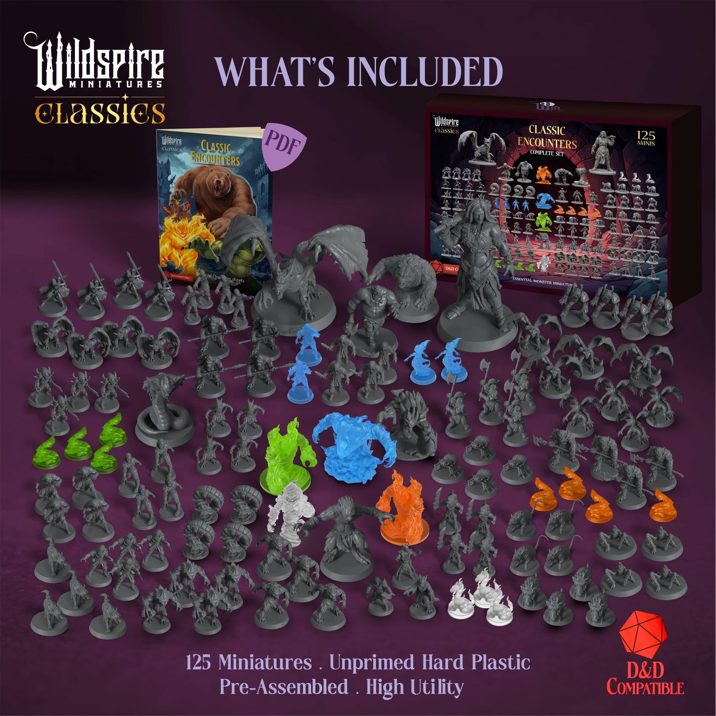 Wildspire Classic Encounters: 125 Iconic 28mm DND Miniatures (Unpainted)