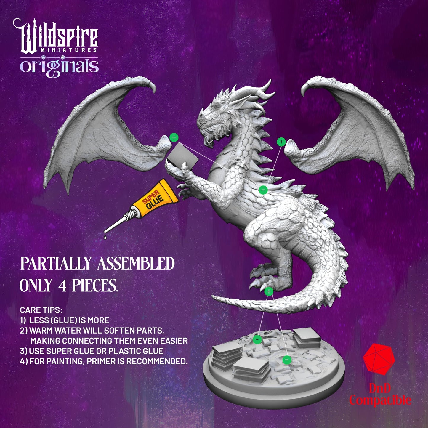Wildspire Fantasy Monsters & Dragon Miniatures - Unpainted 28–32mm D&D Starter Set
