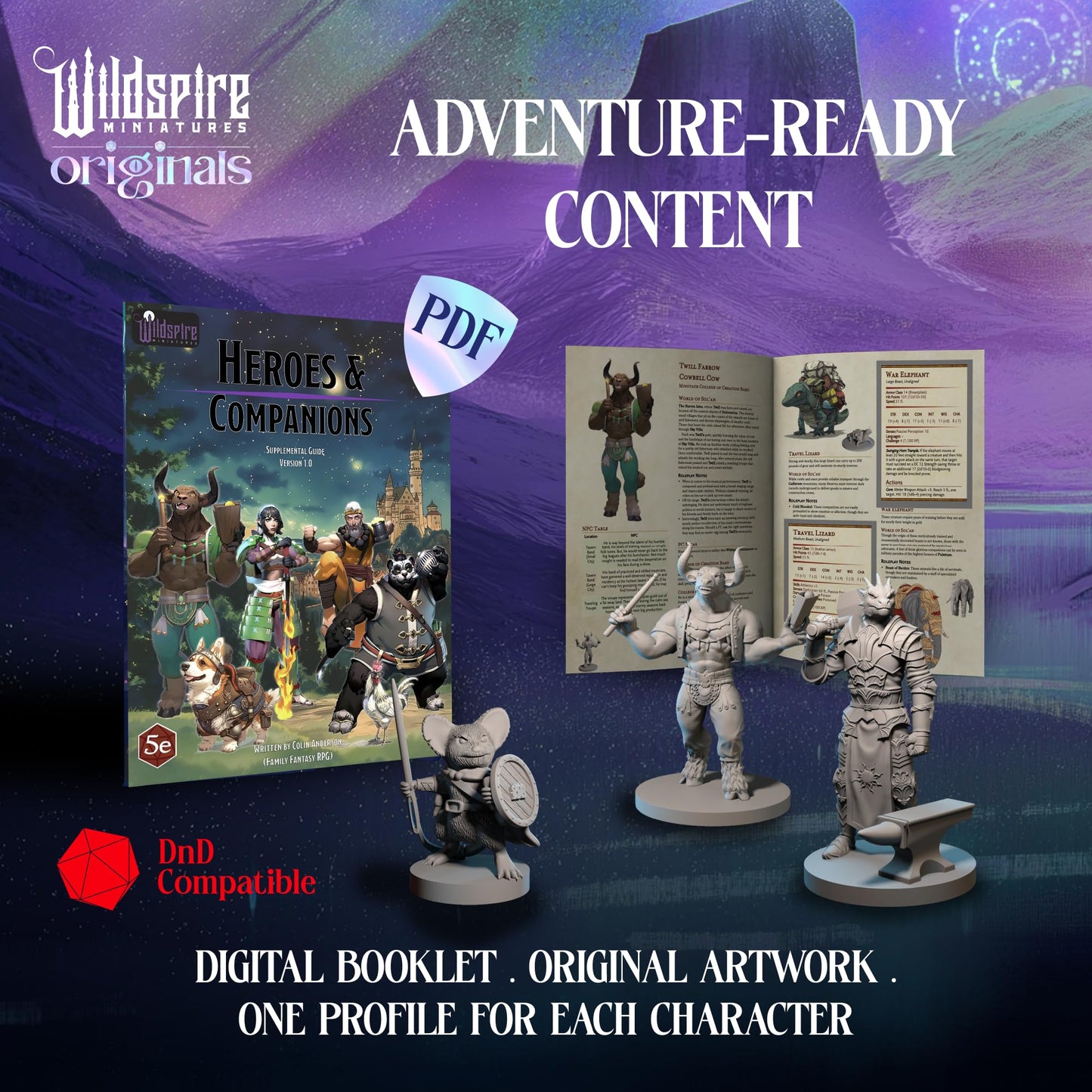 Wildspire Hero Miniatures – 15 Unpainted 28–32mm D&D Figures | PCs & NPCs