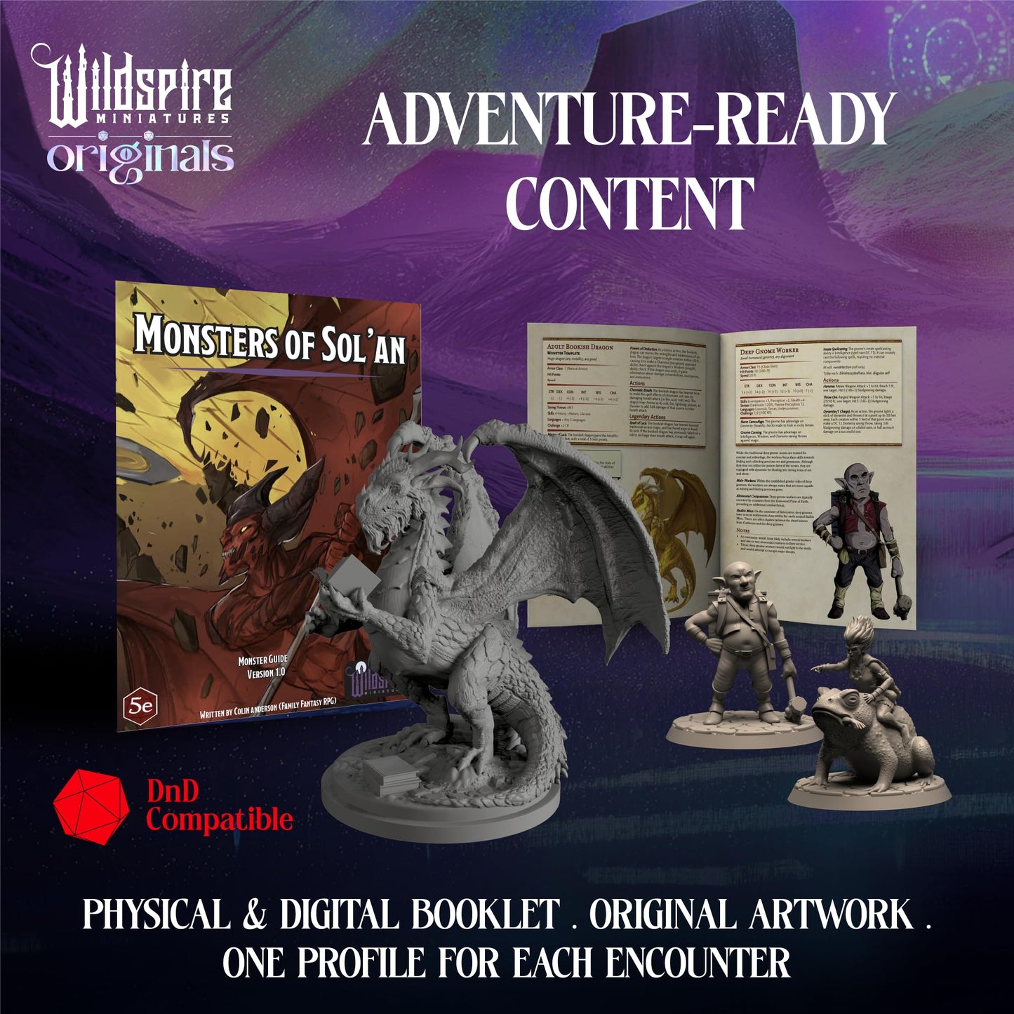 Wildspire Fantasy Monsters & Dragon Miniatures - Unpainted 28–32mm D&D Starter Set