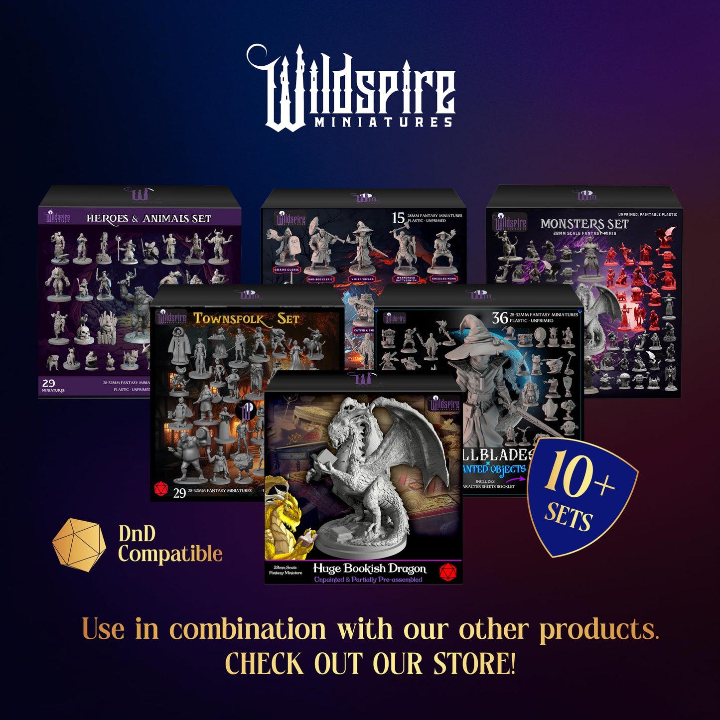 Wildspire Classic Encounters: 65 Iconic DND Miniatures, 28mm, Unpainted