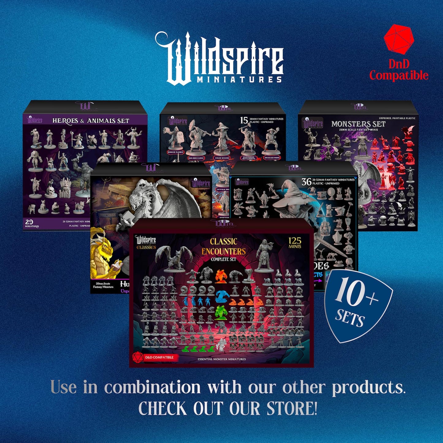 Wildspire Classic Heroes – Mercenary Guild | 51 Paintable 28mm DND Minis for D&D, Pathfinder & Fantasy RPGs