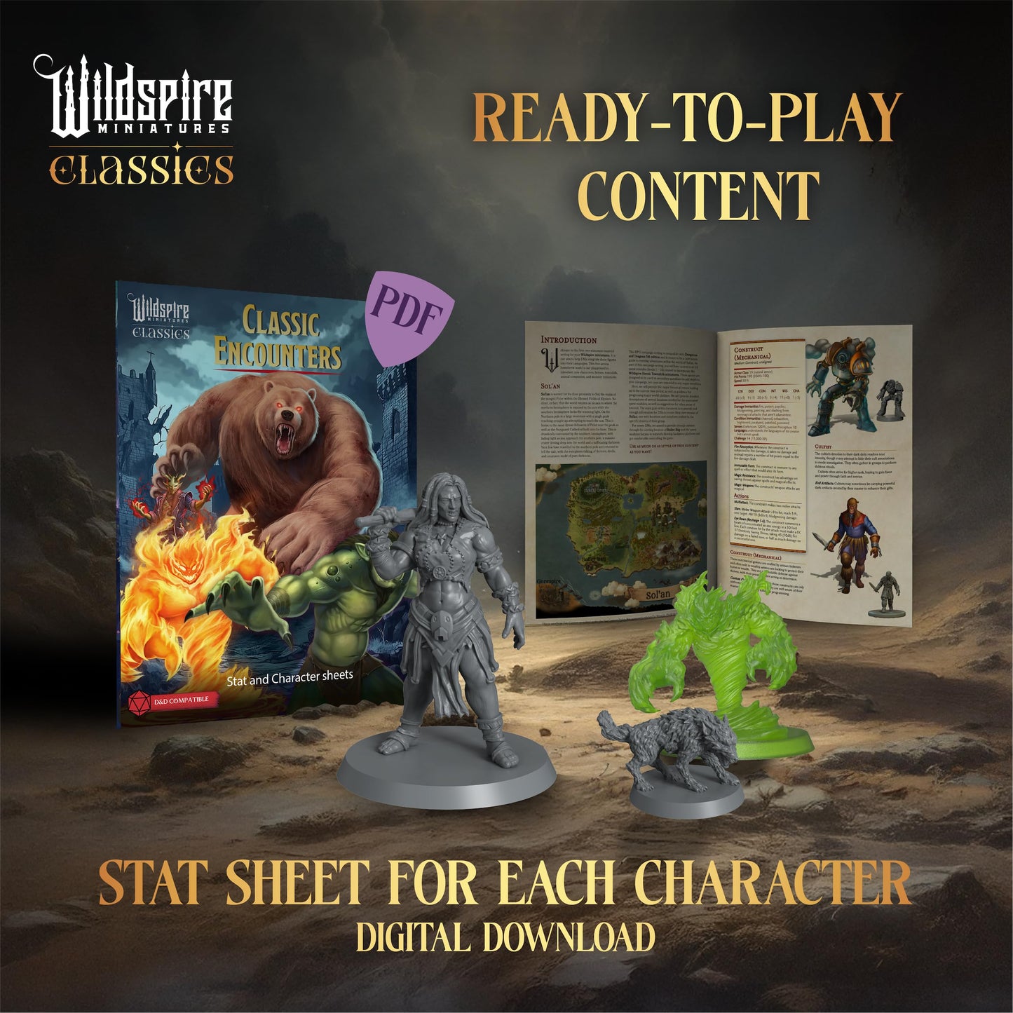 Wildspire Classic Encounters Expansion Set I — 60 Unpainted 28mm D&D Miniatures