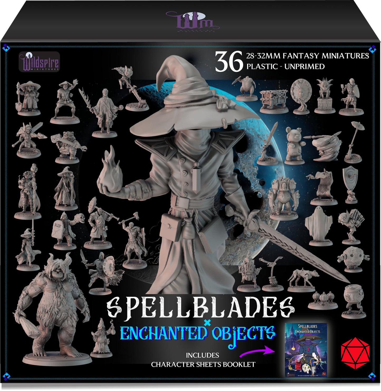 Wildspire Spellblades & Enchanted Objects DND Minis — 36 Unpainted 28–32mm Figures