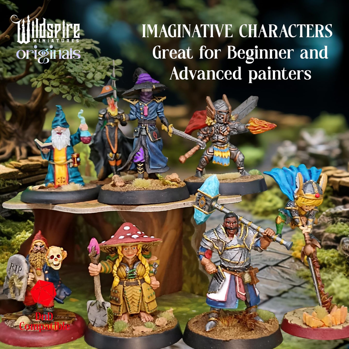 Wildspire Spellblades: 15 Unpainted D&D Minis + Character Sheet (28–32mm)