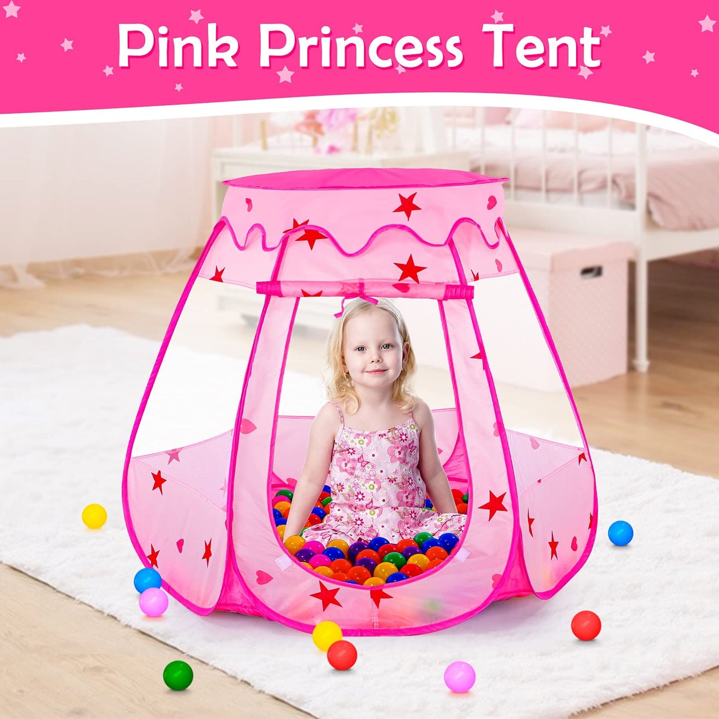 Wilhunter Baby Ball Pit Tent with 50 Balls — Pop Up Play House for Toddlers