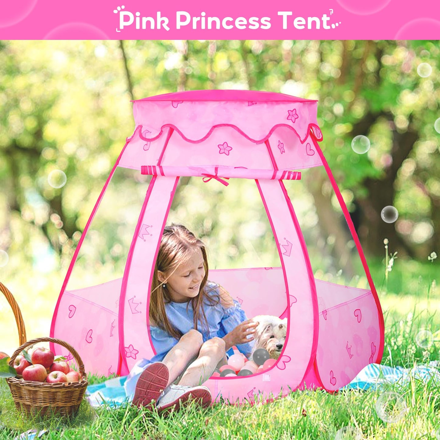 Wilhunter Baby Ball Pit with 50 Balls | Pop-Up Play Tent for Kids